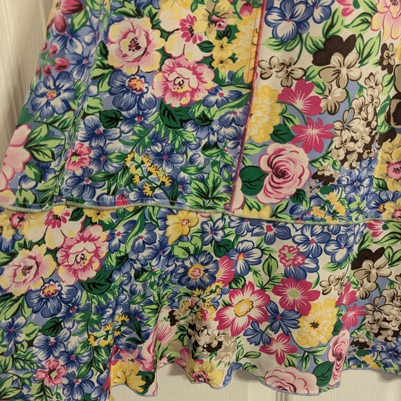 Sag Harbor Pink And Blue floral skirt ruffle hem size 18 - Picture 2 of 8